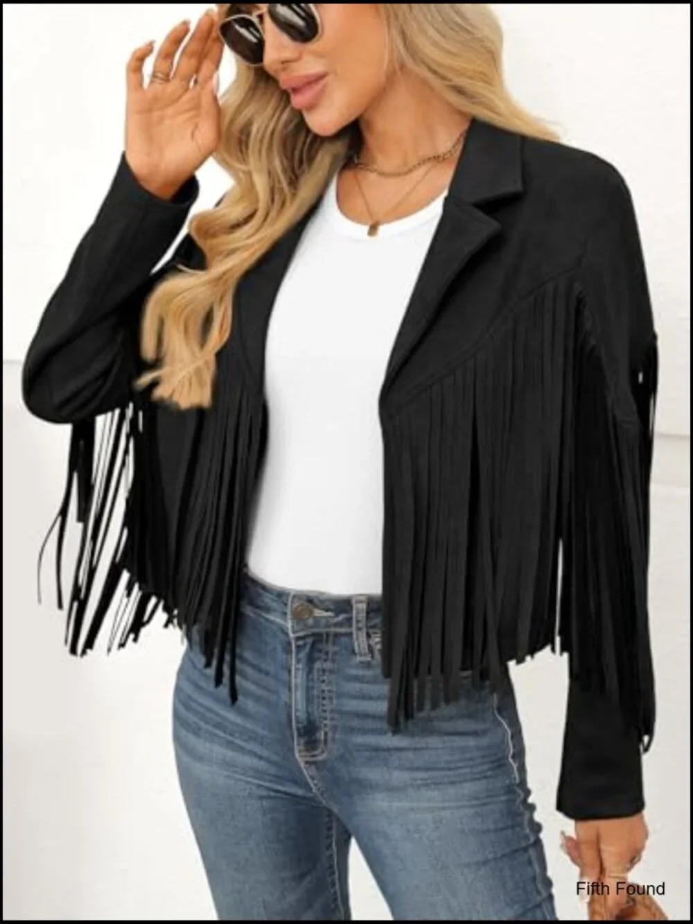 Cropped Faux Suede Fringe Jacket Western Cowgirl Concert Outfit - Picture 3 of 6